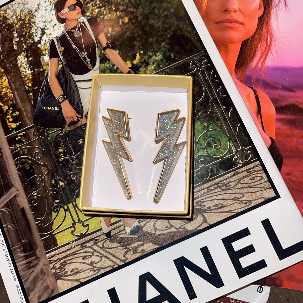 Sparkly Lightning Bolt Earrings